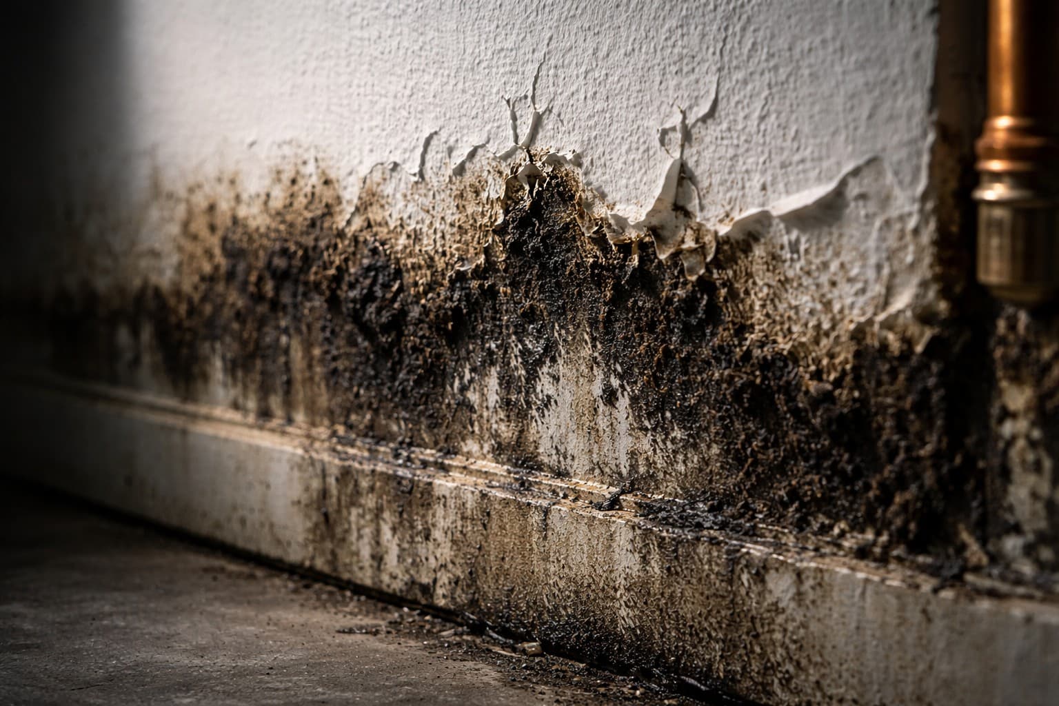 Opened wall condition before remediation repair