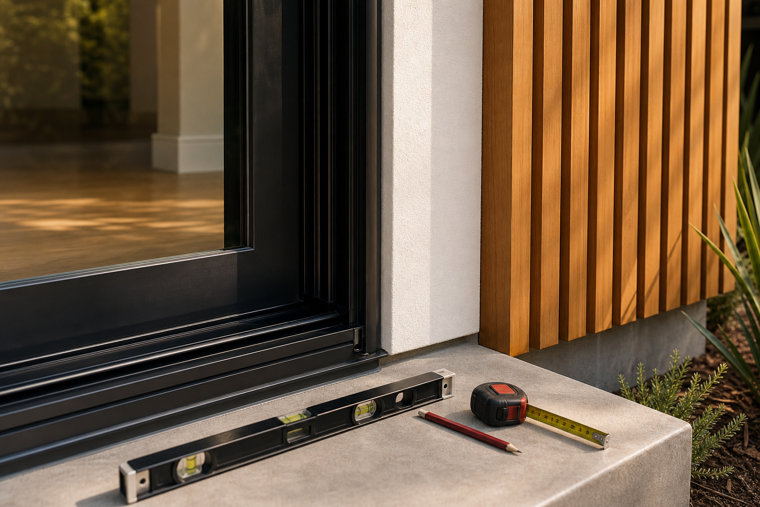 ADU interior finish detail checked carefully with a level