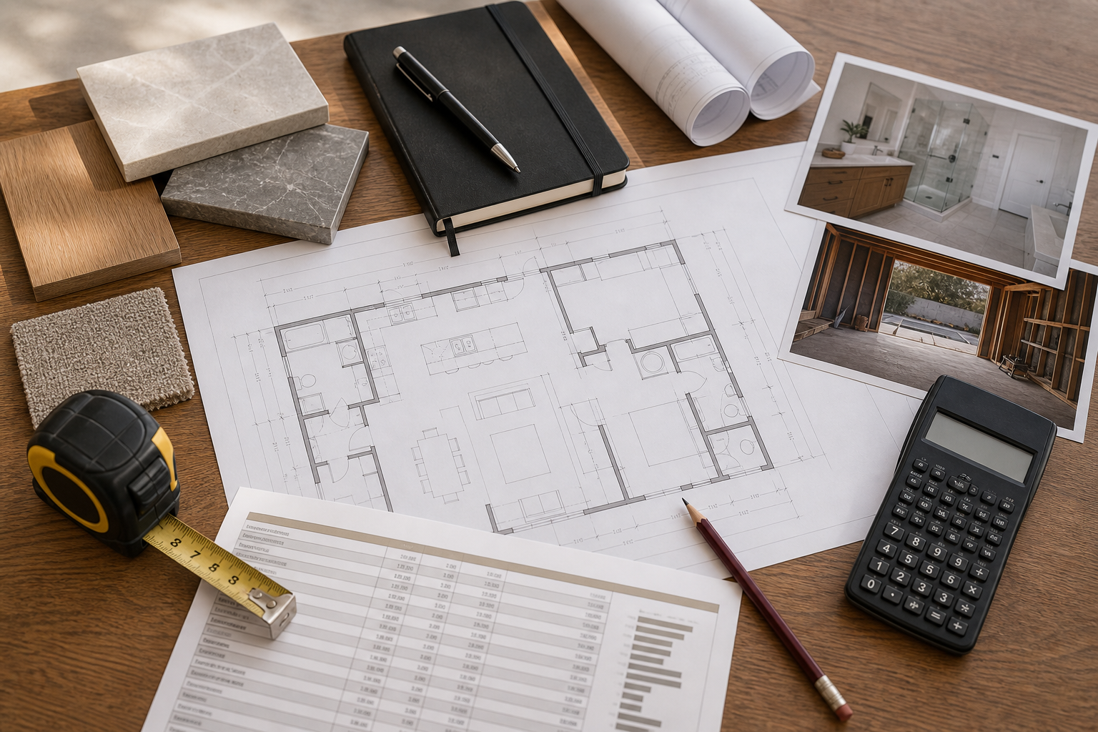 Construction plans, budget documents, and material samples reviewed during consulting